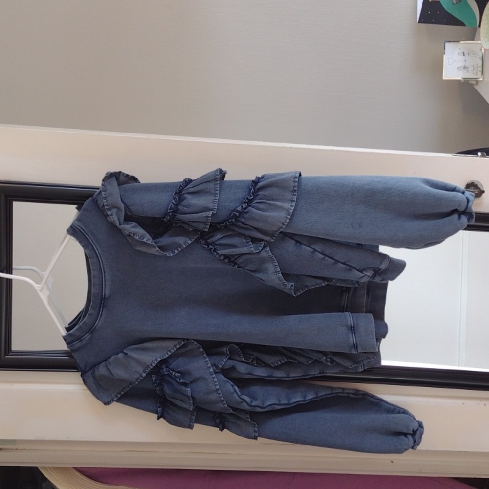 Never Worn Tularosa Light Blue Ruffle Sweatshirt XS